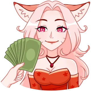 🤑 anime, uang, gadis, kartun, karakter telegram sticker