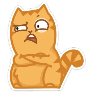 😒 chat, en colère, dessin animé, orange, mignon, drôle, animal telegram sticker