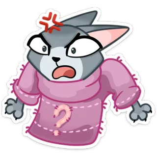 ❓ кот, животное, мультфильм, вопрос, злость, стикер telegram sticker