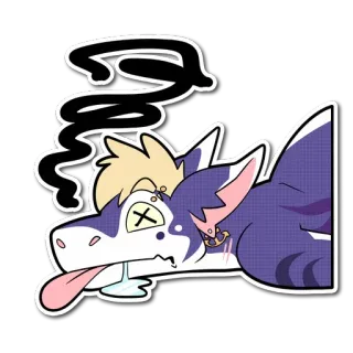 😙 Anthro, Furry, Cartoon, Tot, Erschöpft, Hai, Müde whatsapp sticker