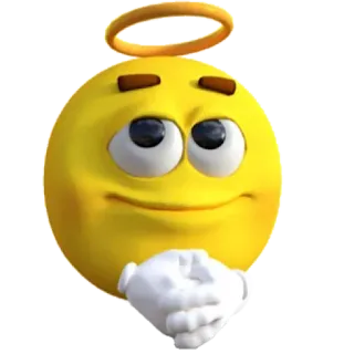 😇 Emoji, Ange, Halo, Jaune, Visage telegram sticker