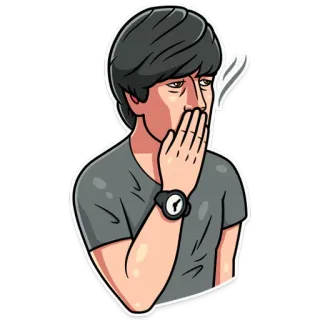 🤢 người đàn ông, khói, ho, bệnh, hoạt hình, nhân vật telegram sticker