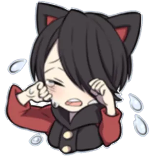😭 плач, аниме, кошачьи ушки, грустный, эмоции, каваий whatsapp sticker