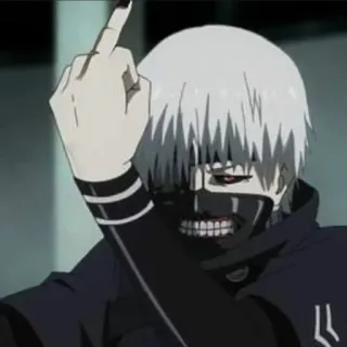 🖕 Ken Kaneki Tokyo Ghoul Anime, Kaneki, Tokyo Ghoul, Charakter, Stinkefinger, beleidigend telegram sticker