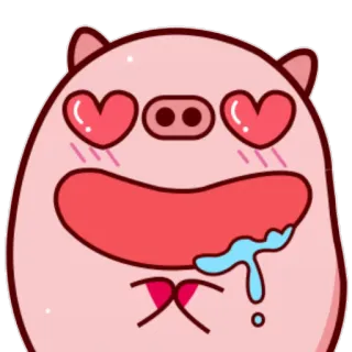 😍 cochon, amour, yeux coeur, mignon, dessin animé, animal, emoji whatsapp sticker