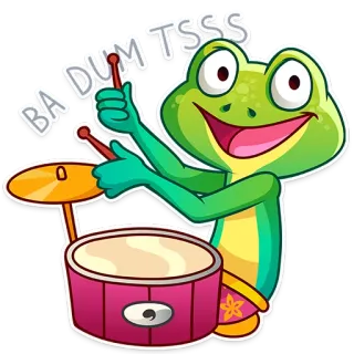 🥁 BA DUM TSSS frog, drum, cartoon, humor, music, meme telegram sticker