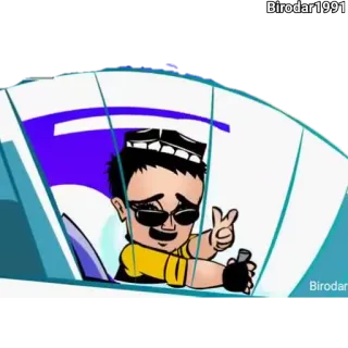 👍 Cartoon, Figur, Geste, Fahrer, Sonnenbrille telegram sticker