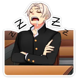 😴 Z dormilón, estudiante, anime, manga, durmiendo, cansado telegram sticker