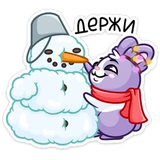 🥕 Держи muñeco de nieve, conejo, invierno, zanahoria, nieve, dibujos animados telegram sticker