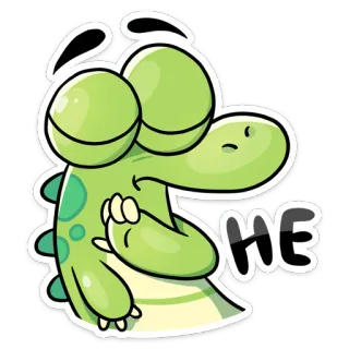 🙅‍♂️ HE cartoon, animal, crocodile, sad, green whatsapp sticker