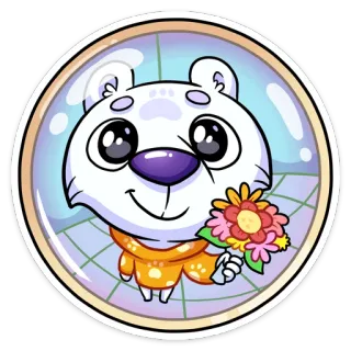 🌷 niedźwiedź, kreskówka, kwiaty, słodkie, naklejka telegram sticker