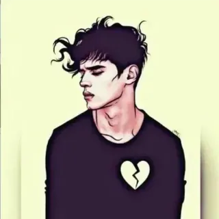 😪 อกหัก, เศร้า, ภาพประกอบ, การ์ตูน, วัยรุ่น, อีโม, วัยรุ่น, อกหัก telegram sticker