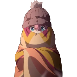 😶 动漫, 角色, 毯子, 冬天, 舒适, 帽子 telegram sticker