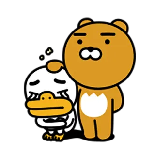 😥 Ryan Kakao Friends, Desenho animado, Amizade, Triste, Chorando, Urso, Pato telegram sticker