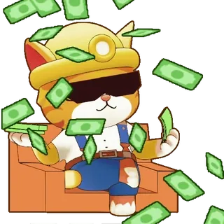 🤑 Katze, Geld, Dollar, Cartoon, reich, Figur telegram sticker