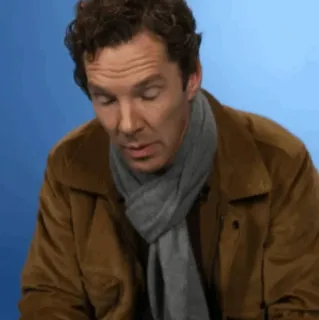 ♟ Benedict Cumberbatch aktor, portret, celebryta, szalik, mężczyzna, formalny telegram sticker
