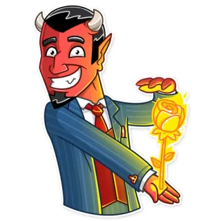 🌹 diabo, fato, rosa, desenho animado, personagem, mal, demônio telegram sticker