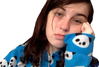 😓 девушка, пижама, сонная, панда, женщина telegram sticker