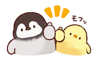 👍 モフッ pingouin, poussin, mignon, animal, pouce levé, mofu telegram sticker