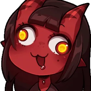 🥴 Dämon, Anime, Mädchen, rote Haut, Hörner, Cartoon whatsapp sticker