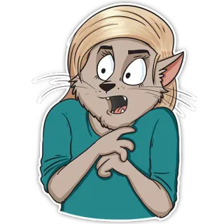 🤨 kucing, wanita, antropomorfik, kartun, karakter, terkejut telegram sticker