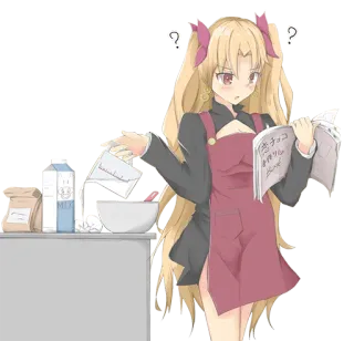 👩‍🍳 恋ココショリック Book Anime, Cuisine, Pâtisserie, Mignon, Confus, Points d'interrogation telegram sticker