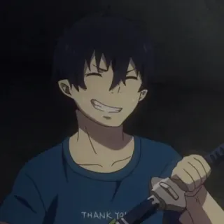 ☁️ Rin Okumura Blue Exorcist THANK YOU Anime, Blue Exorcist, Rin Okumura, Dämon, lächelnd telegram sticker