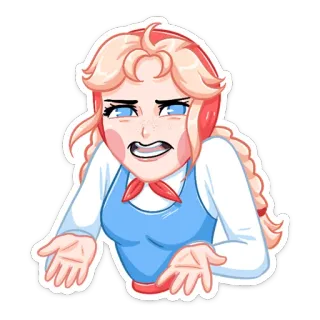 ⁉️ dibujos animados, chica, mujer, confundida, expresión, encogimiento de hombros telegram sticker