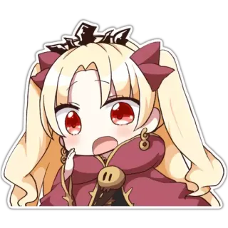 😧 Anime, Chibi, cheveux blonds, yeux rouges, mignon, sticker telegram sticker
