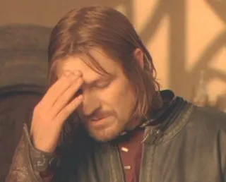 😑 Boromir The Lord of the Rings Meme, Sean Bean, Boromir, Signore degli Anelli, Facepalm telegram sticker