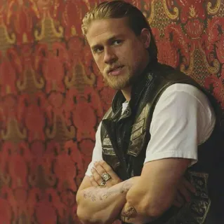 😕 Jax Teller Sons of Anarchy motorcycle club, charlie hunnam, biker, gang, tattoo telegram sticker