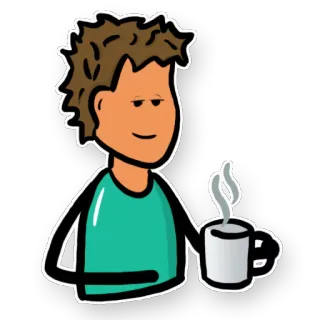 😴 Cartoon, Mann, Kaffee, Entspannung, Getränk, Dampfend, Getränk, Figur telegram sticker
