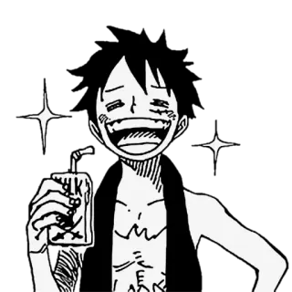 😋 Monkey D. Luffy One Piece Anime, Manga, Pirata, Bevanda, Latte telegram sticker