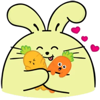 😚 coniglio, carota, carino, cartone animato, adesivo whatsapp sticker