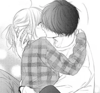 🤧 bacio, romantico, anime, manga, amore, coppia telegram sticker