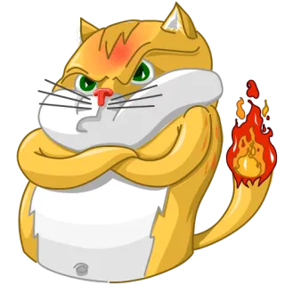 🔥 chat, en colère, feu, dessin animé, animal, félin whatsapp sticker