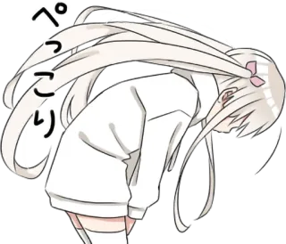 🙇‍♀️ ぺっこり anime, bowing, apology, cute, kawaii, sorry telegram sticker
