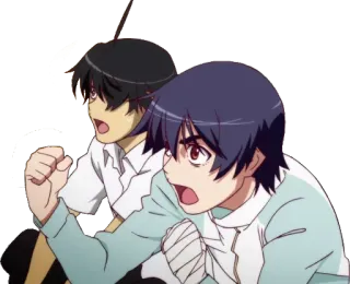 😮 anime, excited, fist, screaming, monogatari telegram sticker