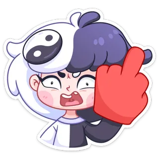 🖕 adesivo, dito medio, cartone animato, gesto offensivo, illustrazione telegram sticker