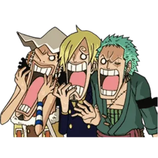 😱 Usopp, Sanji, Zoro One Piece anime, one piece, usopp, sanji, zoro, funny, cartoon telegram sticker