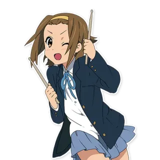 😉 Ritsu Tainaka K-On! Anime, Cartone animato, Personaggio, Bacchette, Kawaii, Ragazza, Uniforme scolastica whatsapp sticker