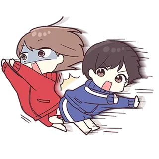 💙 漫画, アニメ, キャラクター, ちびキャラ, 走る telegram sticker