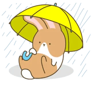 ☔️ rabbit, umbrella, cute, cartoon, animal, sticker telegram sticker