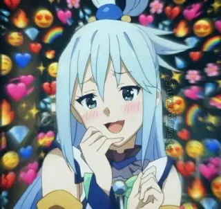 ❤️ Aqua Konosuba Anime, Fofo, Corações, Aqua, Konosuba, Sticker whatsapp sticker