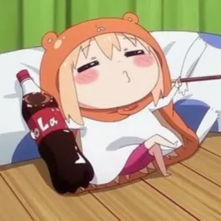 🍤 Umaru Doma Himouto! Umaru-chan Cola anime, character, umaru, cola, lazy, cute telegram sticker