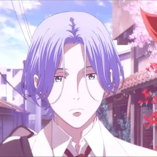 🧊 anime, character, purple hair, portrait, manga telegram sticker