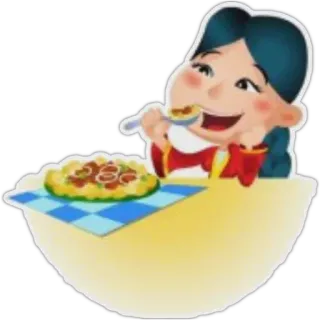 🍽 음식, 여자, 먹는, 식사, 접시 whatsapp sticker