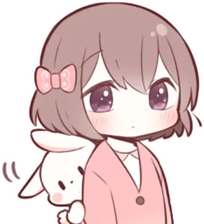 😐 Аниме девушка, Мультфильм, Кролик, Милый, Наклейка telegram sticker