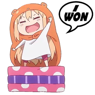 🏆 I won Anime, Dessin animé, Gagnant, Joyeux, Fête whatsapp sticker