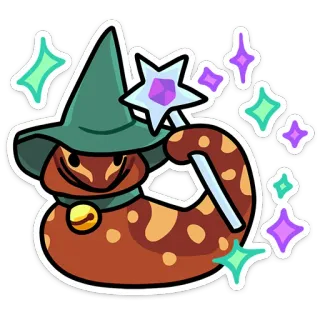 🐍 slang, tovenaar, magie, fantasie, cartoon, dier, reptiel telegram sticker